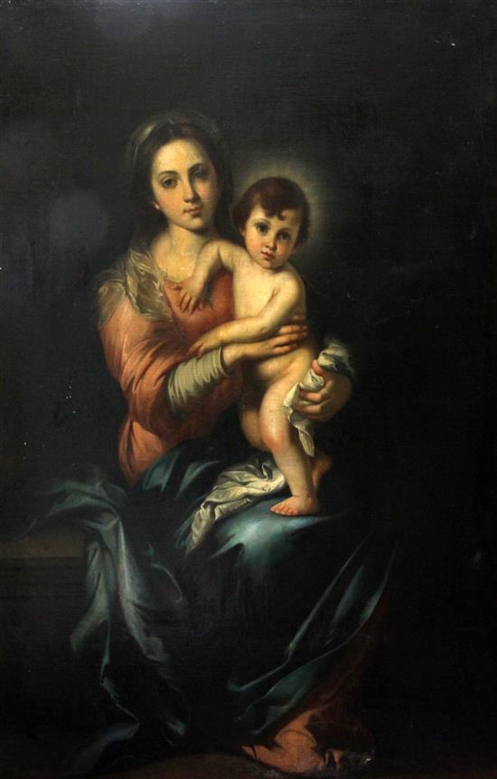 Italian School c.1900 Madonna and child, 61.5 x 42in., unframed